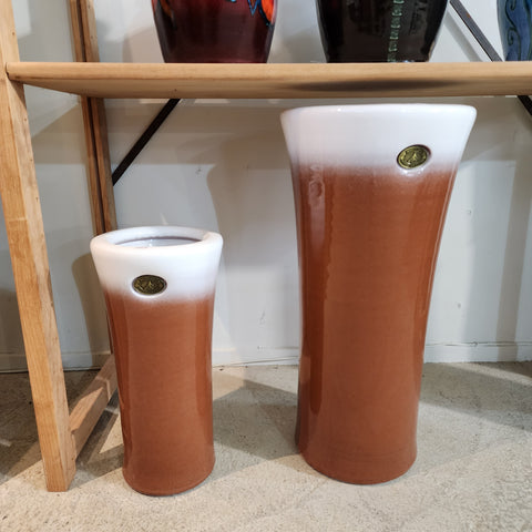 Terracotta/ White Umbrella pots - enquire for pricing