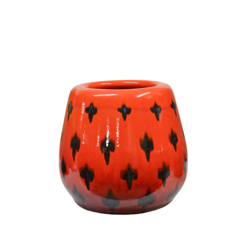 Tulip Pot Orange Patterned Glaze