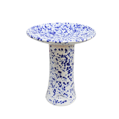 Mini Bird Bath - Blue/ White