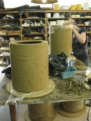 Carved segments in the studio