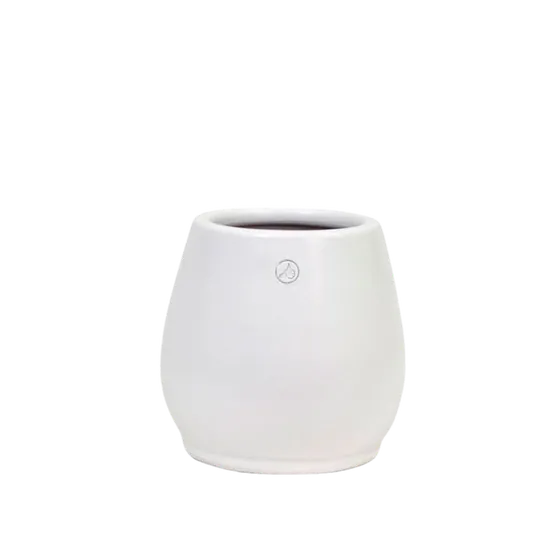 Tulip Pot White Gloss with Sand