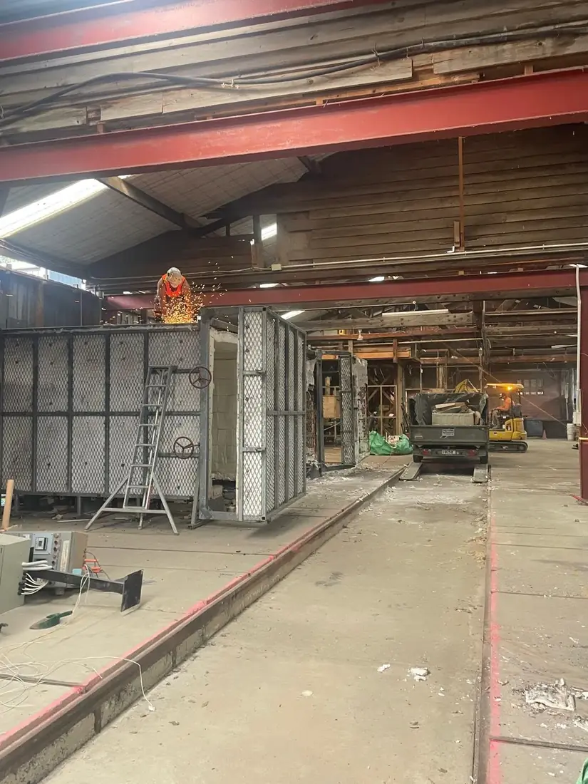 The factory, cleared