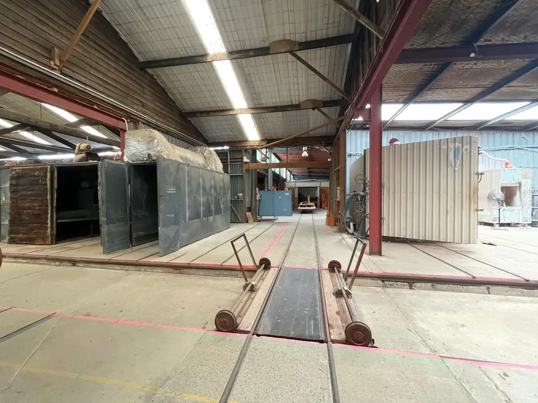 The factory, cleared