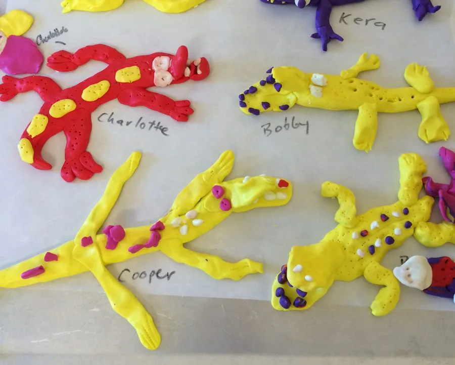 A clay alligator made in a Klay Master workshop