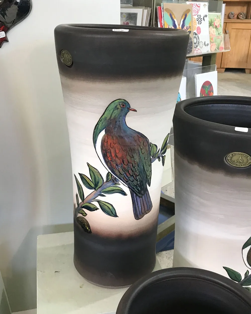 A decorated pot after the glaze firing