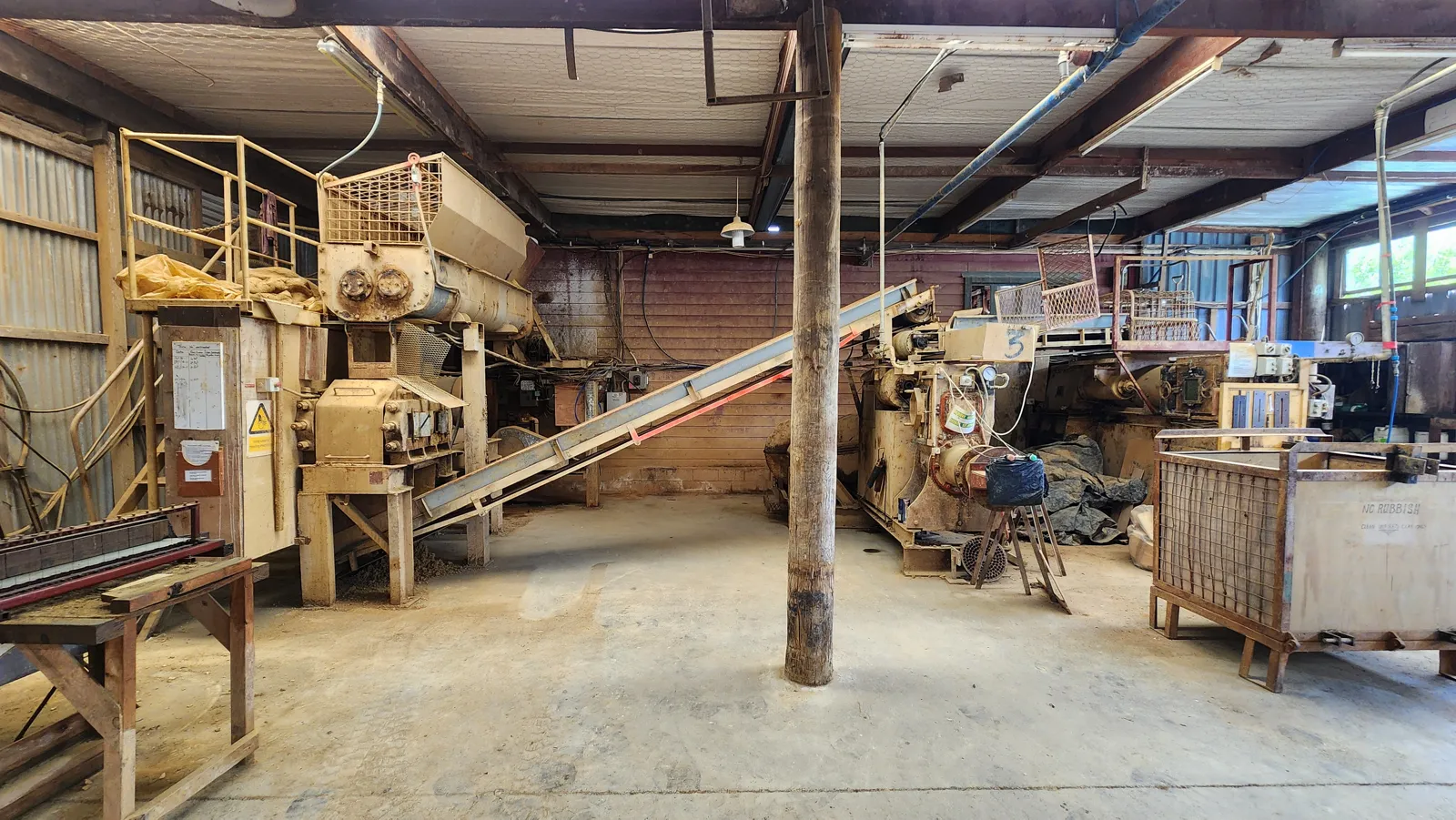 The extruder room, where clay was prepared for throwing