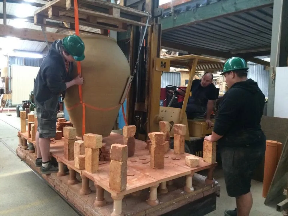 Morris & James staff together at the pottery