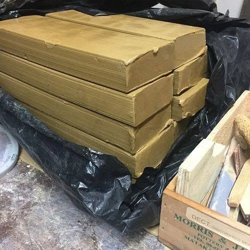 Blocks of clay, ready to cut