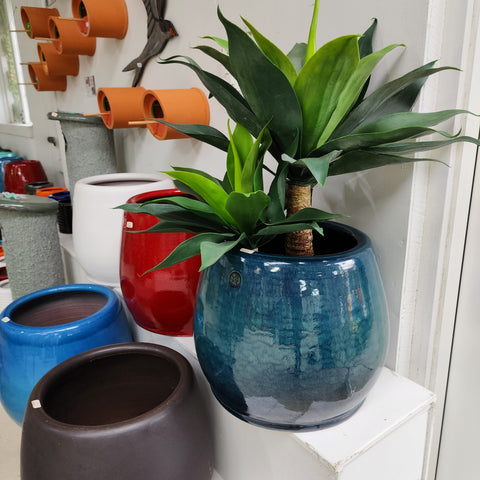 Navy Tulip Pot $260