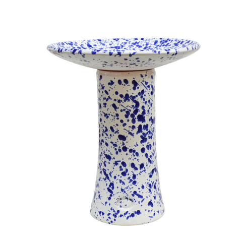 Mini Bird Bath - Blue/ White
