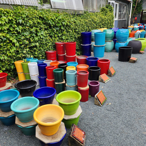 Assorted single glaze Seconds and Run of Kiln pots - enquire for individual prices