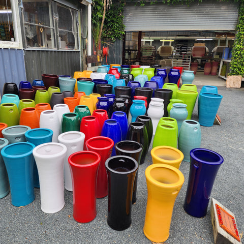 Umbrella Pots Seconds and Run of Kiln (front 2 rows), $110 each